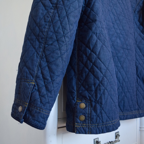 Vintage L.L. Bean navy quilted riding jacket lined with flannel - Picture 6 of 7